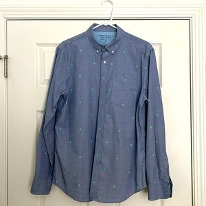 Banana Republic, Luxe Poplin dress shirt, sky blue with palms